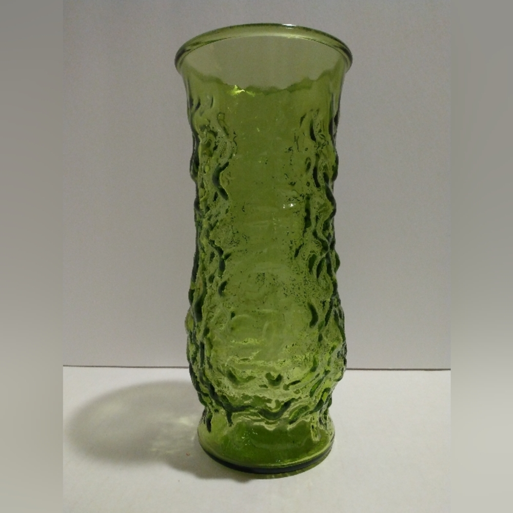 E. O. Brody textured olive green retro vase.